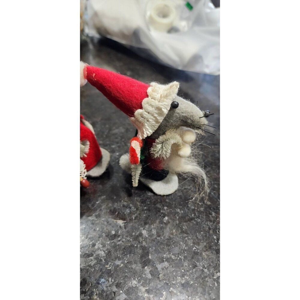 Handmade Vintage Christmas Mice, Set of 2
